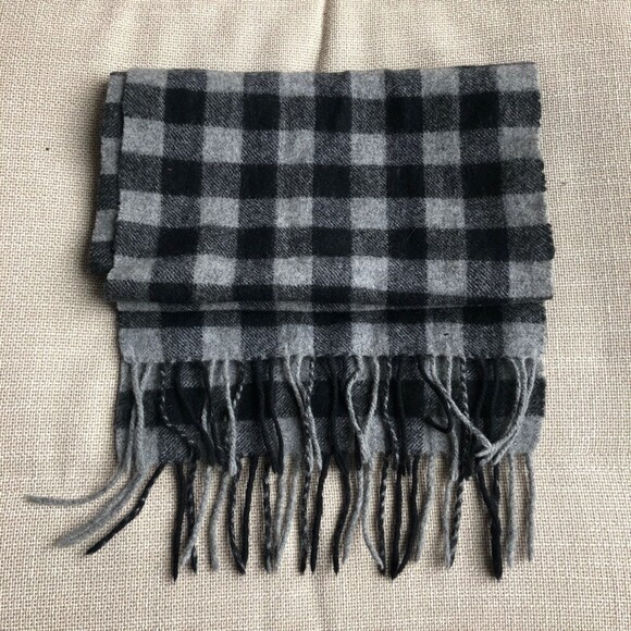 Wool Checkered Grey Warm scarf - Picture 2 of 5
